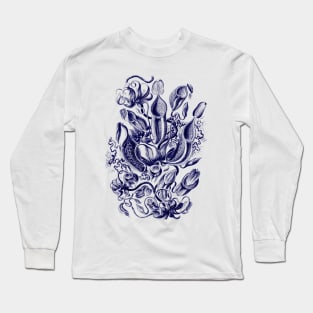 Ernst Haeckel Pitcher Plant Navy Blue Long Sleeve T-Shirt